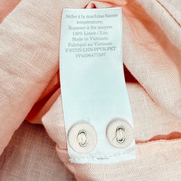 EVERLANE The Linen Popover Shirt Petal Pink 6 Long Sleeve Half Button Lagenlook - Picture 6 of 10